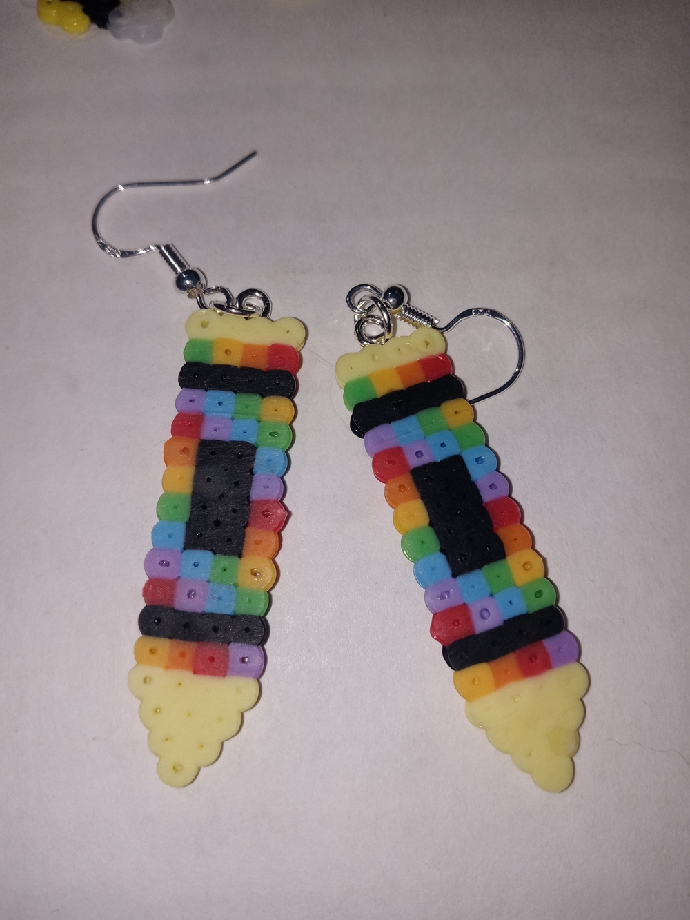 Multicolor Rainbow Bead Drop Earrings - Unbranded